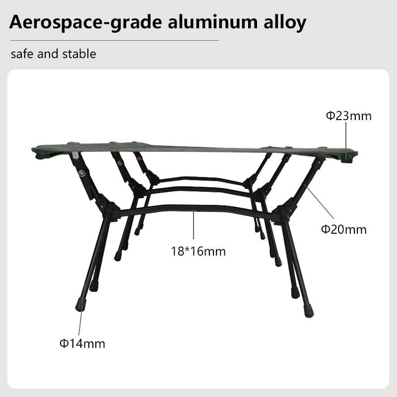 TARKA Folding Camping Cot Portable Outdoor Bed 150kg Capacity, 600D Oxford Fabric Aviation-Grade Aluminum Alloy for Picnic BBQ