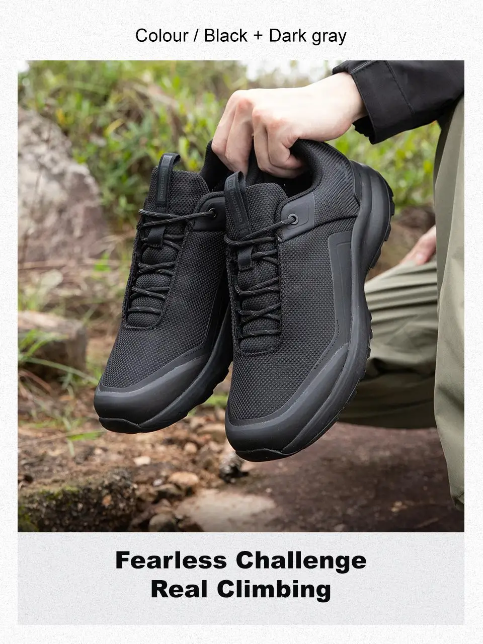 Baasploa Men Hiking Shoes New Comfort Climbing Outdoor Sneakers Trekking Non-Slip Wear Resistant Walking Shoes Male Lace-Up