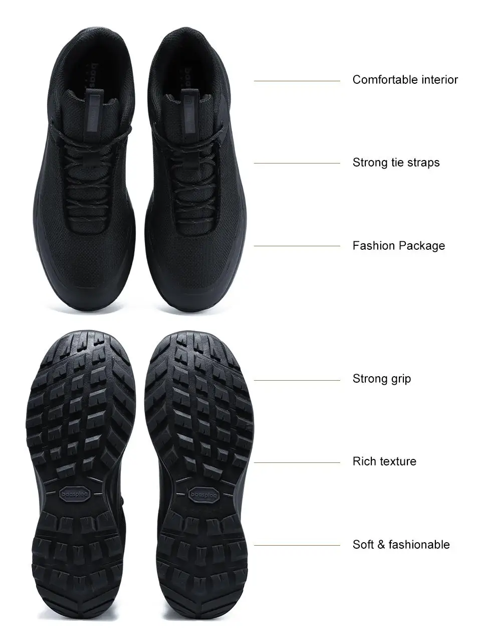 Baasploa Men Hiking Shoes New Comfort Climbing Outdoor Sneakers Trekking Non-Slip Wear Resistant Walking Shoes Male Lace-Up
