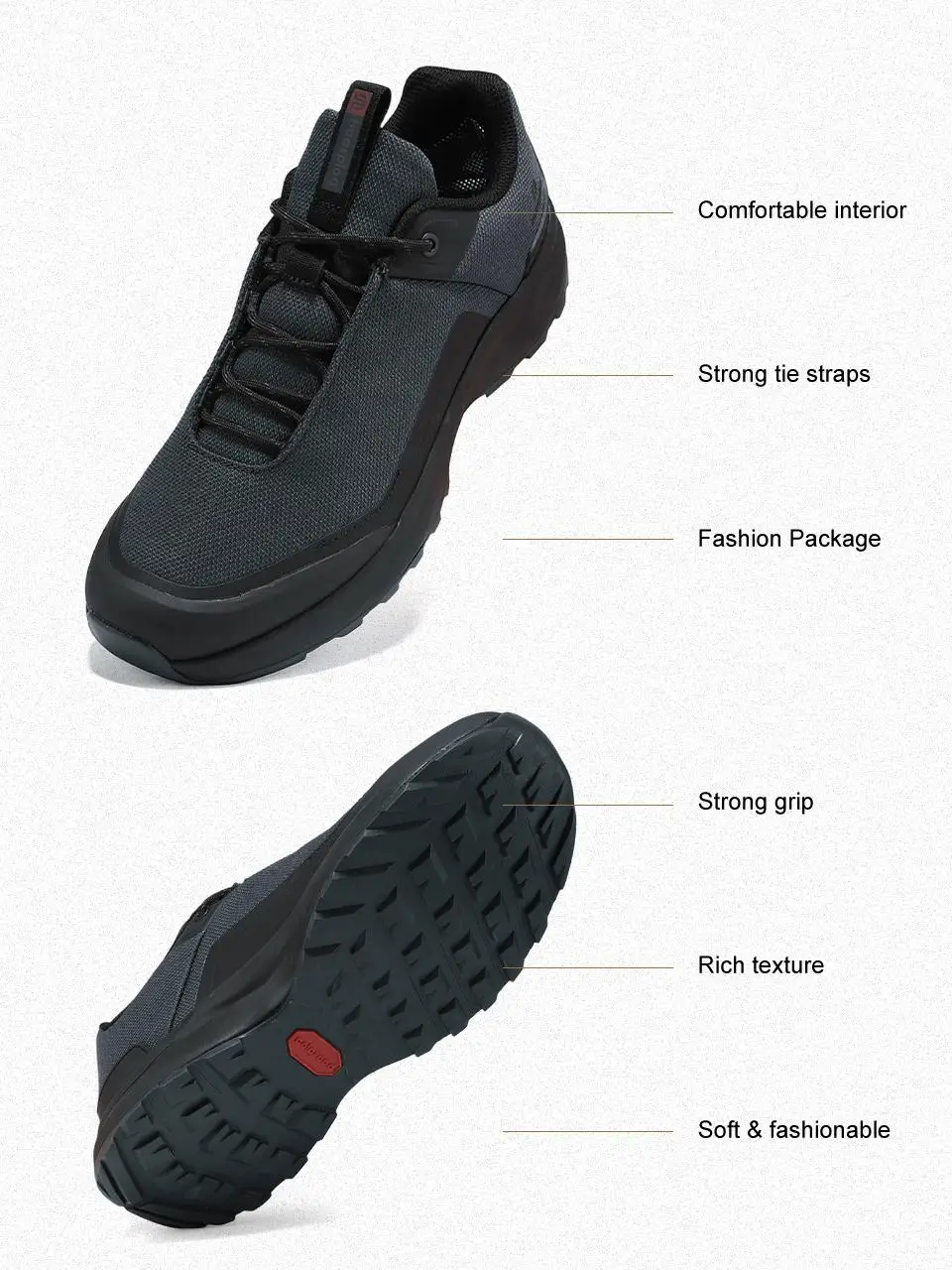 Baasploa Men Hiking Shoes New Comfort Climbing Outdoor Sneakers Trekking Non-Slip Wear Resistant Walking Shoes Male Lace-Up