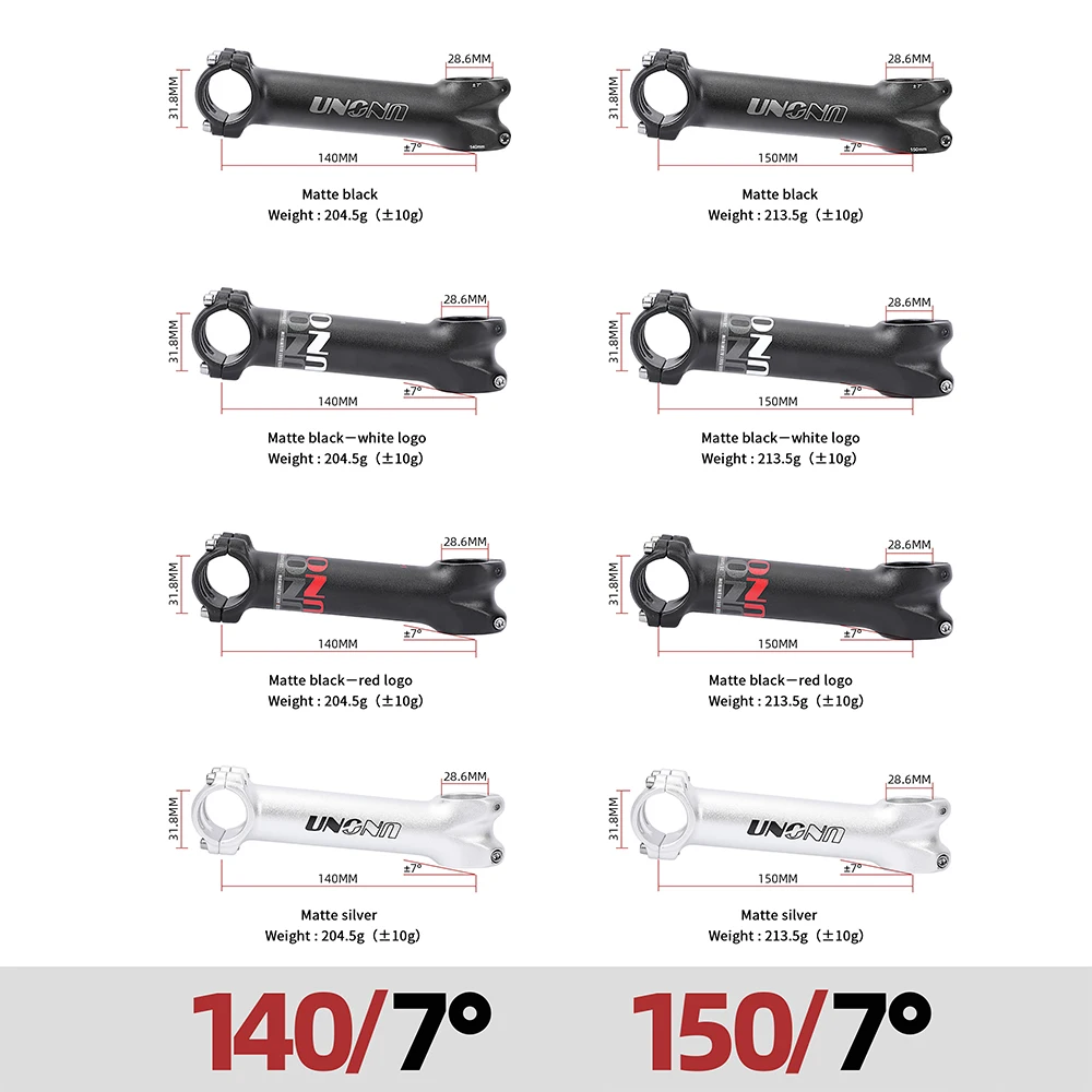 UNO Long Stem Mtb Power 140/150mm Bicycle Fork Stem Extension 7/17 Degree Handlebar Stem Riser Road Power Downstem For Bicycl