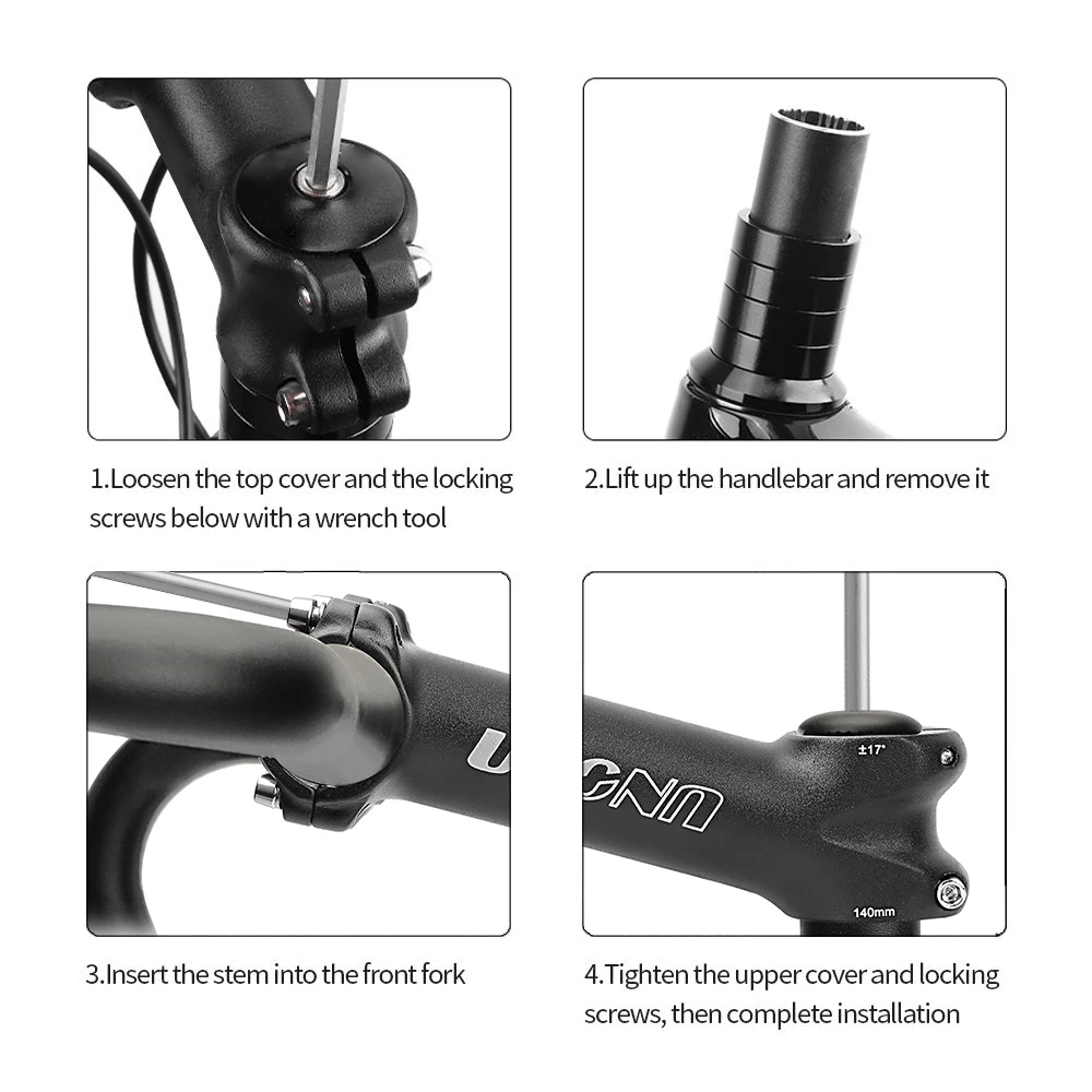 UNO Long Stem Mtb Power 140/150mm Bicycle Fork Stem Extension 7/17 Degree Handlebar Stem Riser Road Power Downstem For Bicycl