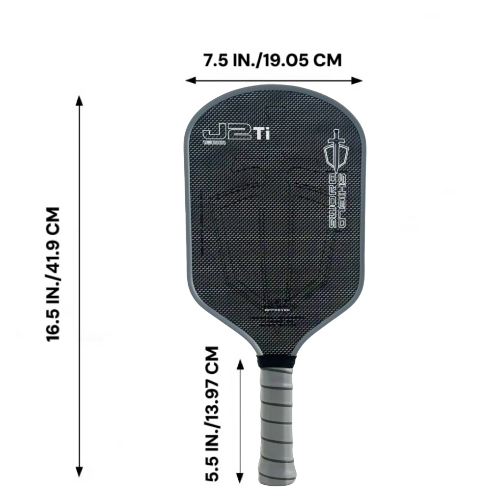 SWORD&SHIELD J2Ti Carbon Fiber, Pickleball Paddle, Polyester Carbon Weaved Face, Polymer Honeycomb Core 16MM, Large Sweet Spot