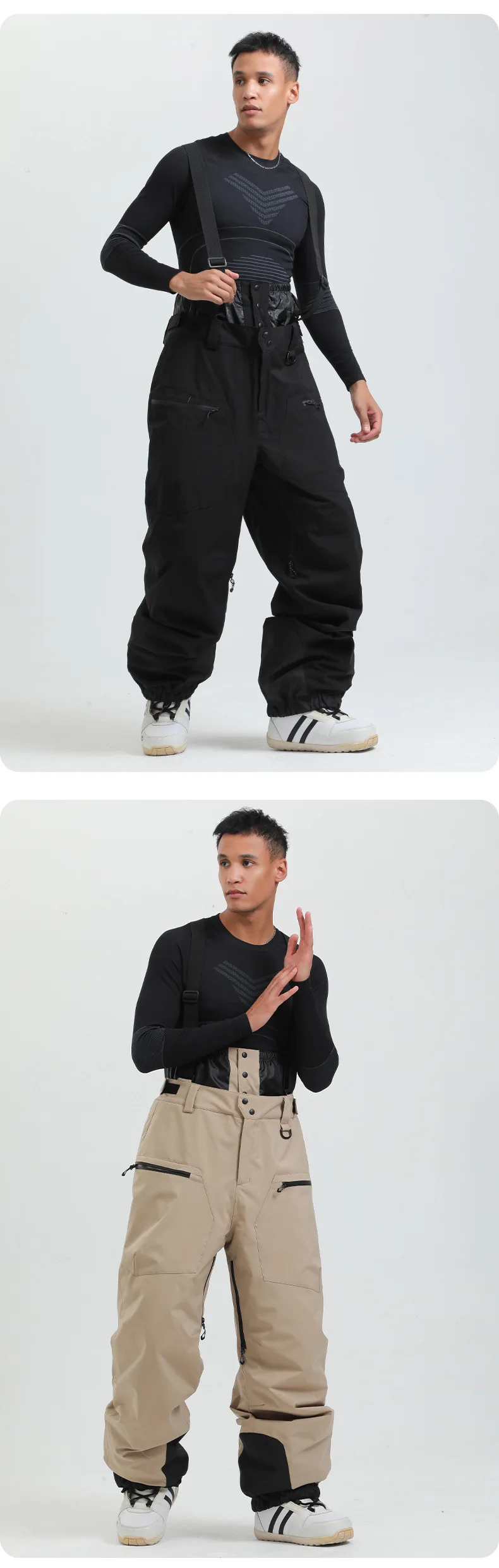2025 GSOU SNOW Men's Skiing Outfit Winter Outdoor Sports Double Board Warm Breathable Waterproof Windproof Snowboard Set