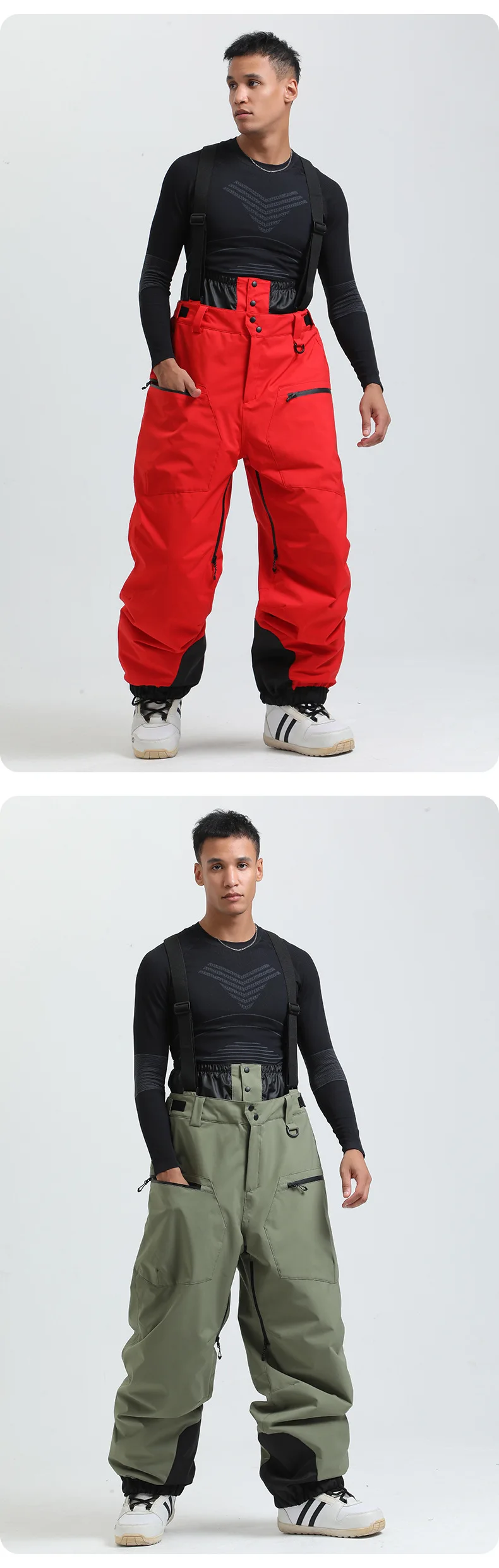 2025 GSOU SNOW Men's Skiing Outfit Winter Outdoor Sports Double Board Warm Breathable Waterproof Windproof Snowboard Set