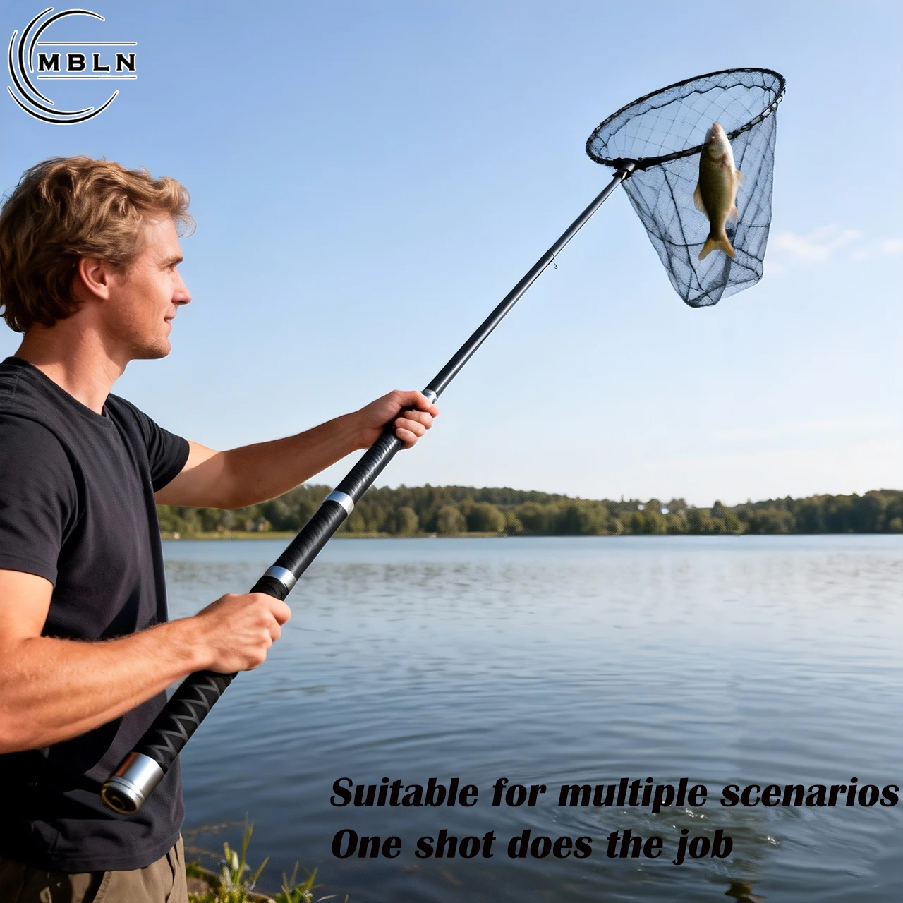 Carbon Fiber Telescopic Landing Net Pole, 6m/8m, Anti-Slip Handle, 8mm Universal Net Head, Ideal for Sea Fishing