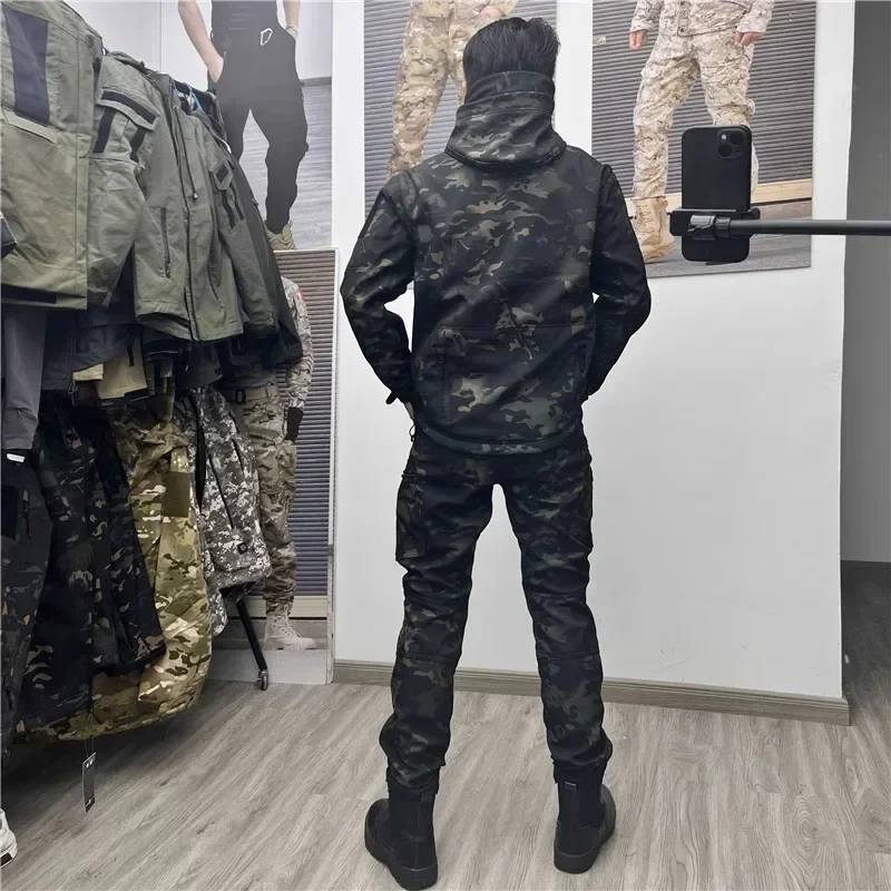 Sharkskin Soft-shell Tactical Jackets Camo Jacket Fleece Hooded Coat Manufacturers Trainning Hunting Clothes Outdoor Jacket
