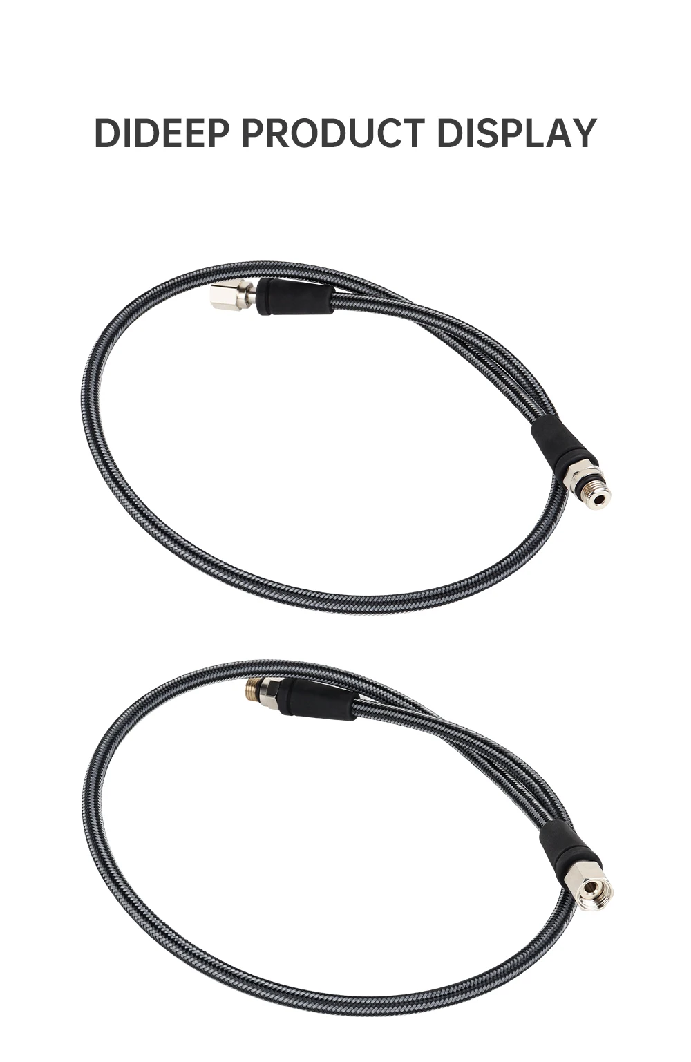 DIDEEP Diving Carbon Fiber Braided High Pressure Tube, Scuba Diving Residual Pressure Hose, Can Be Connected to Pressure Sensor