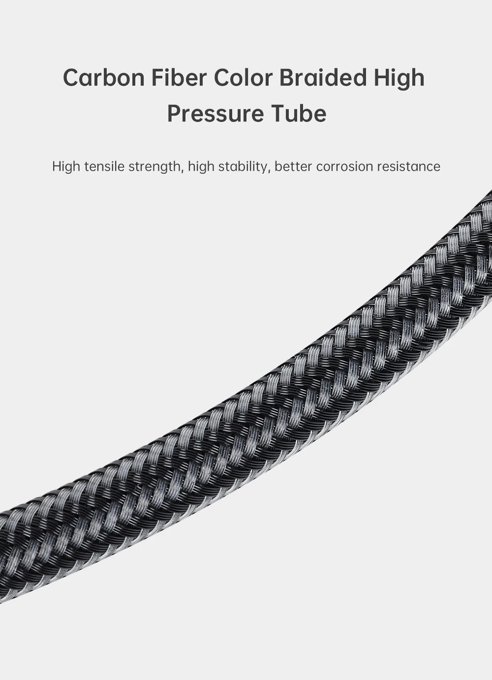 DIDEEP Diving Carbon Fiber Braided High Pressure Tube, Scuba Diving Residual Pressure Hose, Can Be Connected to Pressure Sensor