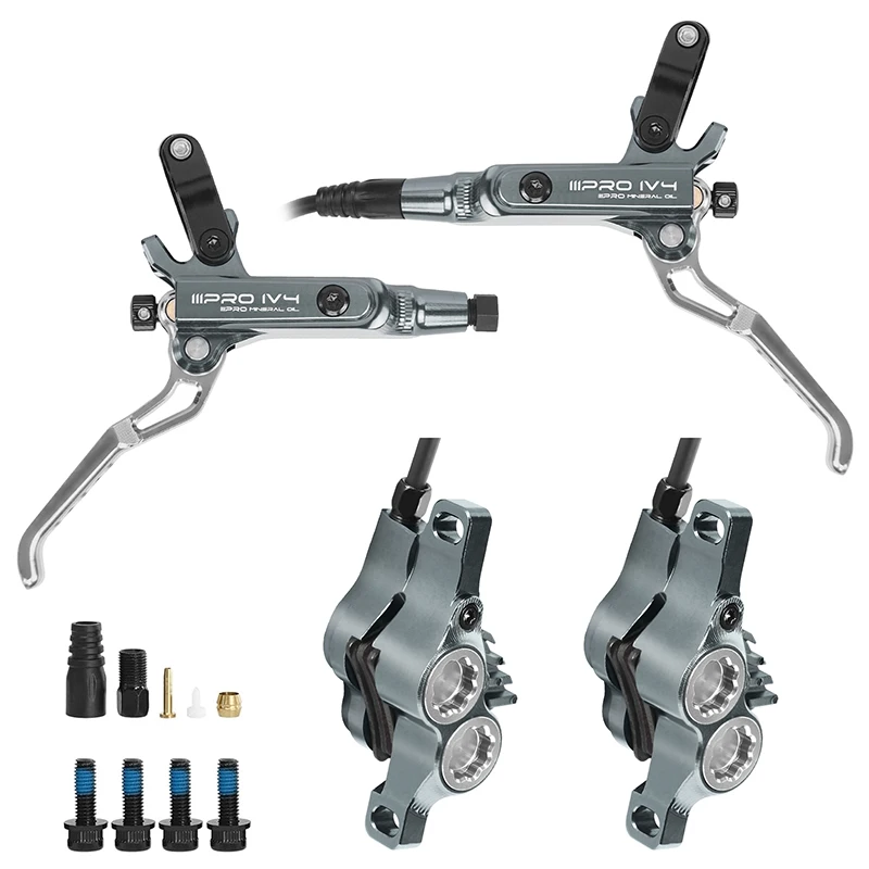 IIIPRO IV4 Bicycle Hydraulic Brakes Set 4 Piston Bike Hydraulic Disc Brake Set 160mm Road MTB Oil Pressure Brake Disc