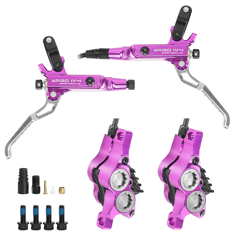 IIIPRO IV4 Bicycle Hydraulic Brakes Set 4 Piston Bike Hydraulic Disc Brake Set 160mm Road MTB Oil Pressure Brake Disc