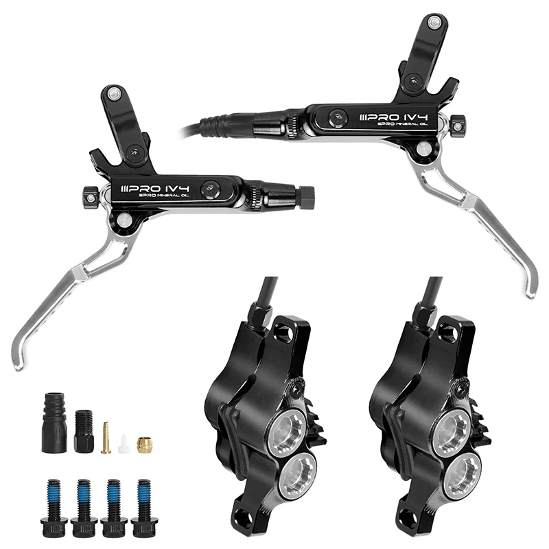 IIIPRO IV4 Bicycle Hydraulic Brakes Set 4 Piston Bike Hydraulic Disc Brake Set 160mm Road MTB Oil Pressure Brake Disc
