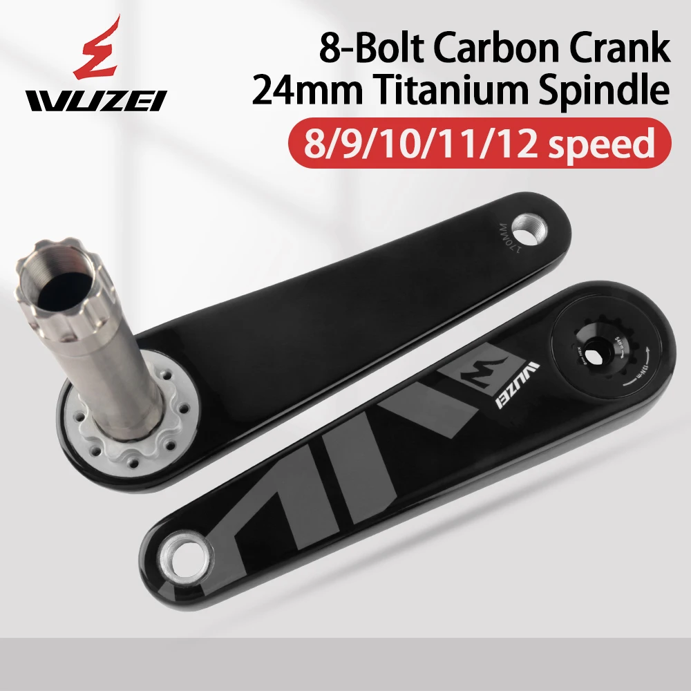WUZEI Road Bike Carbon Crank 24mm Spindle 165 170mm Bicycle Crankset 8 Bolts Direct Mount Speed Bike Sprocket for Shimano R8000