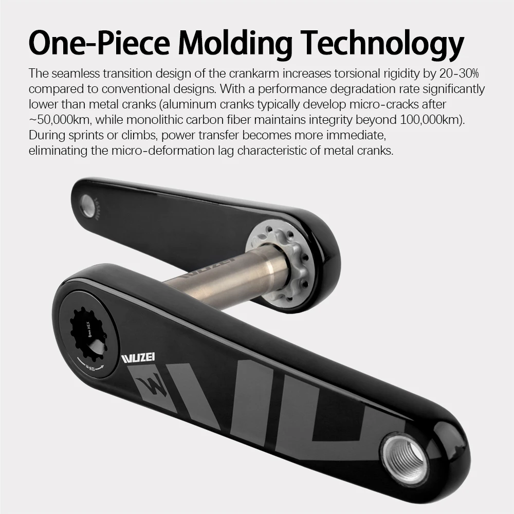 WUZEI Road Bike Carbon Crank 24mm Spindle 165 170mm Bicycle Crankset 8 Bolts Direct Mount Speed Bike Sprocket for Shimano R8000