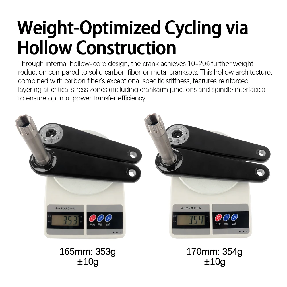 WUZEI Road Bike Carbon Crank 24mm Spindle 165 170mm Bicycle Crankset 8 Bolts Direct Mount Speed Bike Sprocket for Shimano R8000