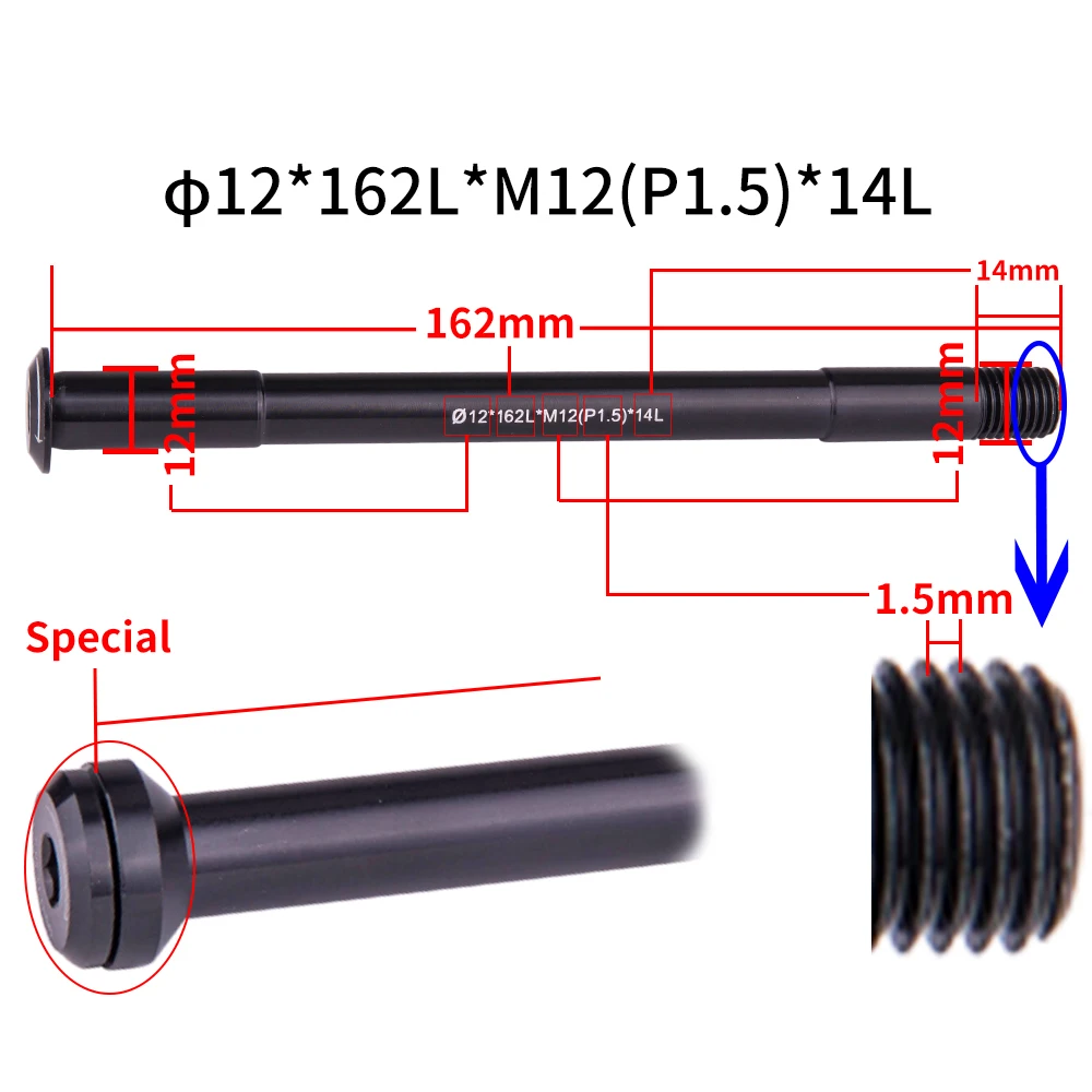 ZTTO MTB Thru Axle Road Bike Shaft Front Hub Rear Hub Skewers 12mm 15mm Wheel Axis Hub Shaft 12x142 12x148 FRONT 12X140 FORK