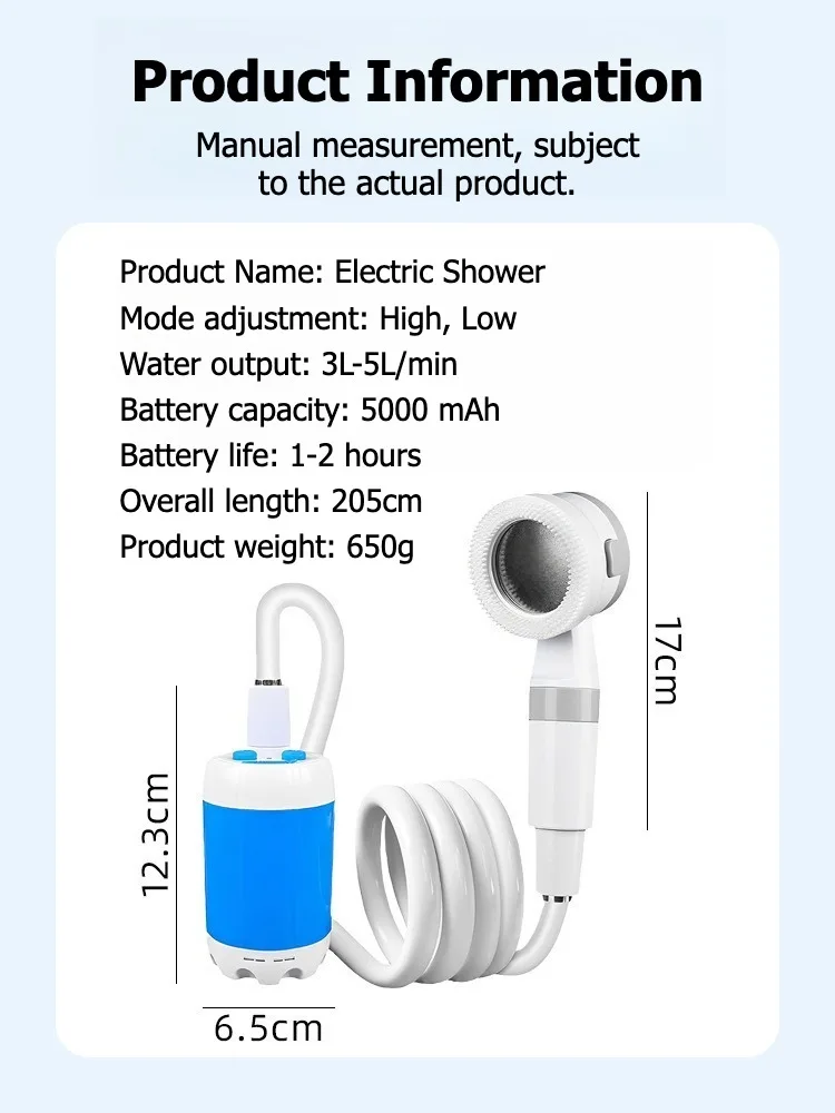 No Need for Electricity Portable Camping Shower Outdoor Camping Shower Pump Rechargeable Electric Shower Pump with Smart Digital