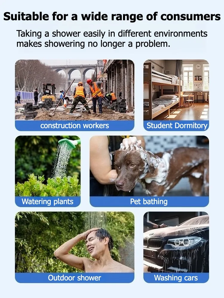 No Need for Electricity Portable Camping Shower Outdoor Camping Shower Pump Rechargeable Electric Shower Pump with Smart Digital