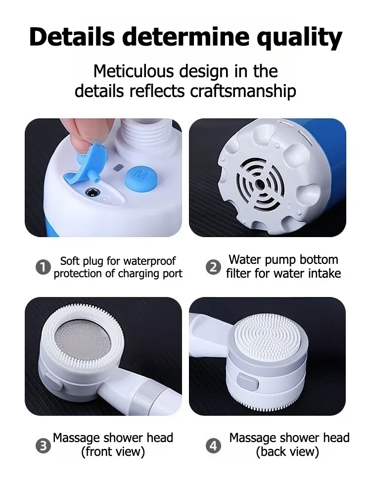 No Need for Electricity Portable Camping Shower Outdoor Camping Shower Pump Rechargeable Electric Shower Pump with Smart Digital