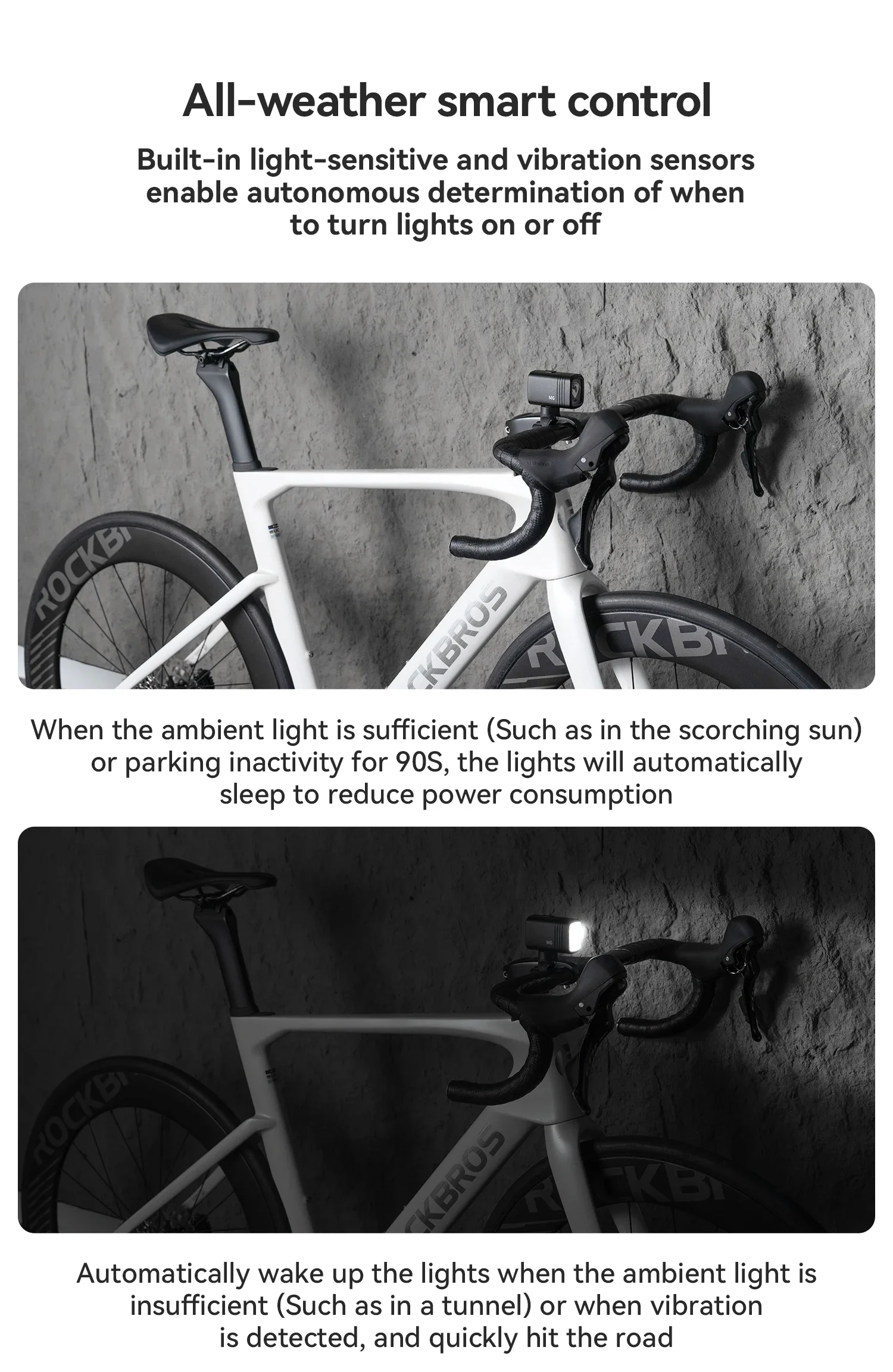 ROCKBROS 1000LM Bicycle Front Hanging Light Bike Headlight Cut-off Line Intelligent Power Display Screen High Brightness Light