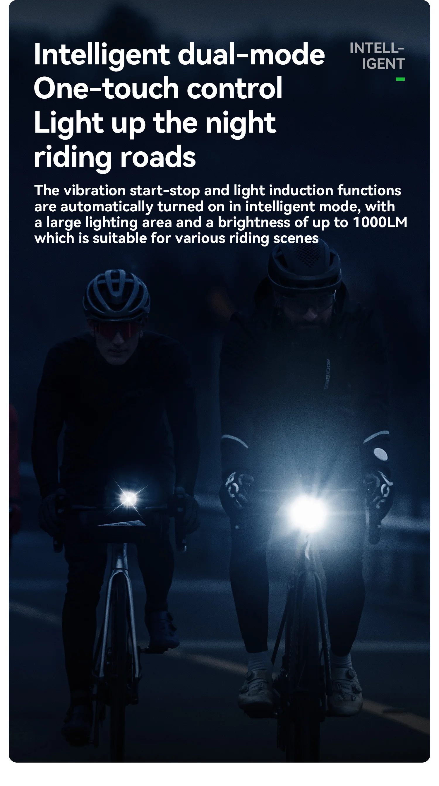 ROCKBROS 1000LM Bicycle Front Hanging Light Bike Headlight Cut-off Line Intelligent Power Display Screen High Brightness Light