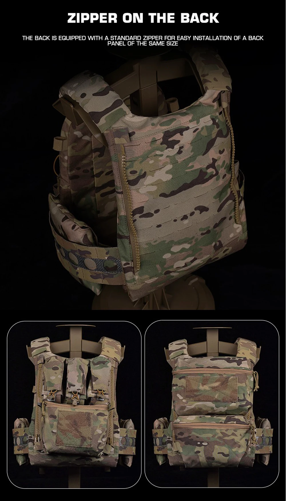 FCPC V5 Style Tactical Plate Carrier Vest – MOLLE Modular Hunting & Airsoft Vest with Back Panel Utility Pouch
