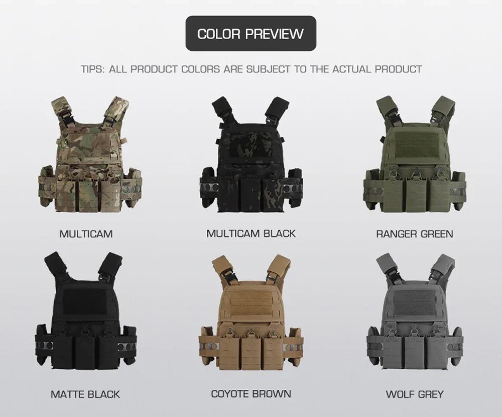 FCPC V5 Style Tactical Plate Carrier Vest – MOLLE Modular Hunting & Airsoft Vest with Back Panel Utility Pouch