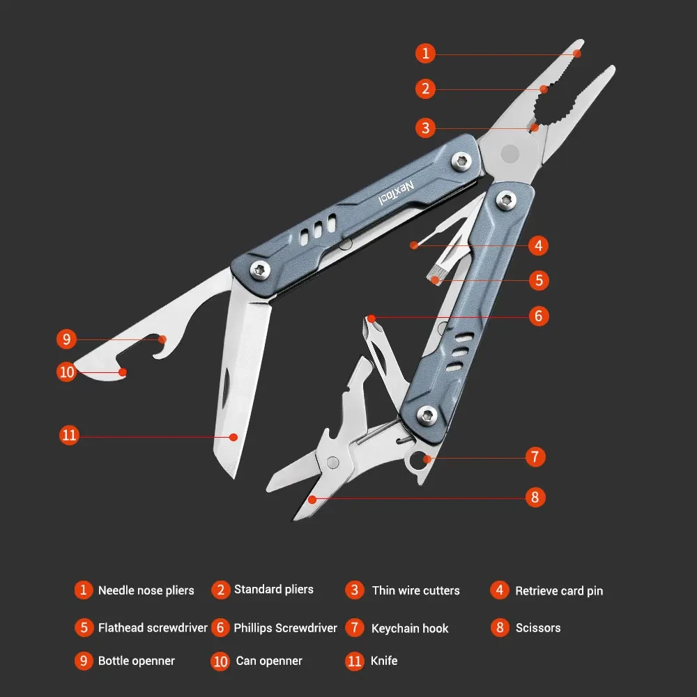 NexTool Small Sailor Pliers S11 11-in-1 Multi-functional Folding Tool Knife Scissors Wire Cutter Set EDC Outdoor Portable Tools