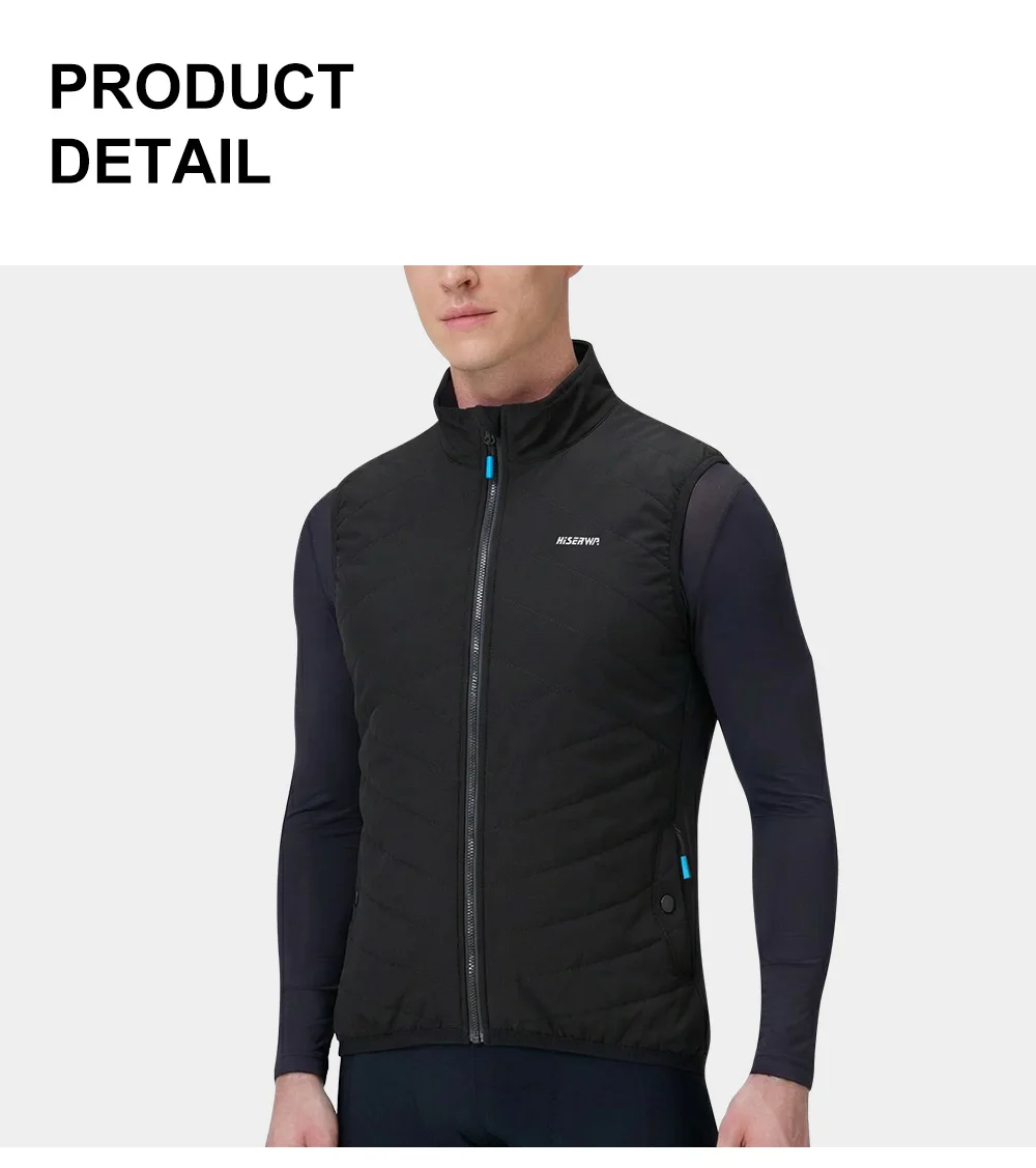 HISERWA Winter Cycling Vest Sleeveless Thermal Fleece Bicycle Gelit Windproof Waterproof Bike Vest High Quality Zipper