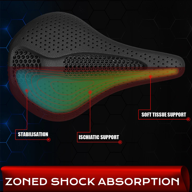 BUCKLOS Ergonomic Road Bike Saddle Carbon Fiber 3D Printed Ultralight Racing BIke Saddle Breathable 3D-Printed Bike Seat Part