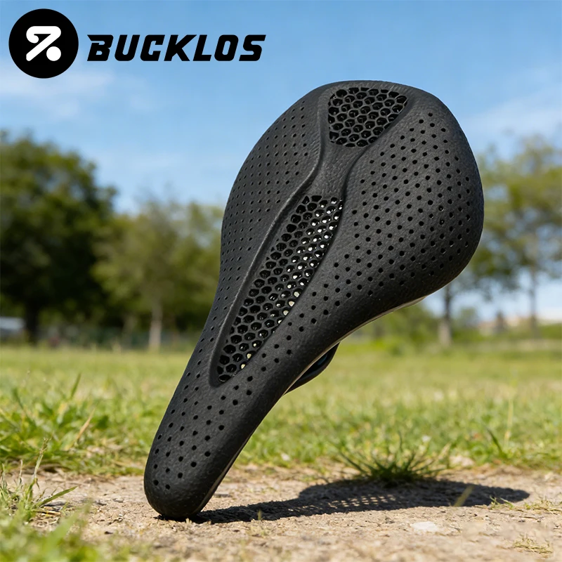 BUCKLOS Ergonomic Road Bike Saddle Carbon Fiber 3D Printed Ultralight Racing BIke Saddle Breathable 3D-Printed Bike Seat Part