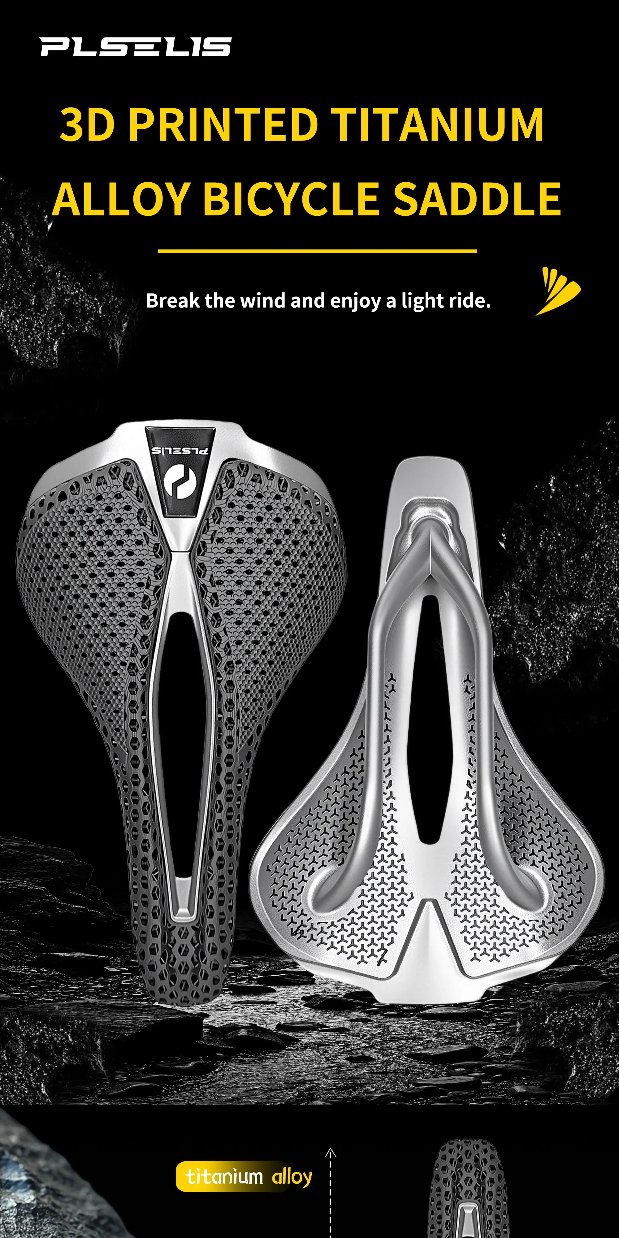 Plselis Specialized Road Bicycle Titanium Alloy Integrated Bottom Bracket Lightweight 150g 3D Printed Ergonomic Cycling Gear