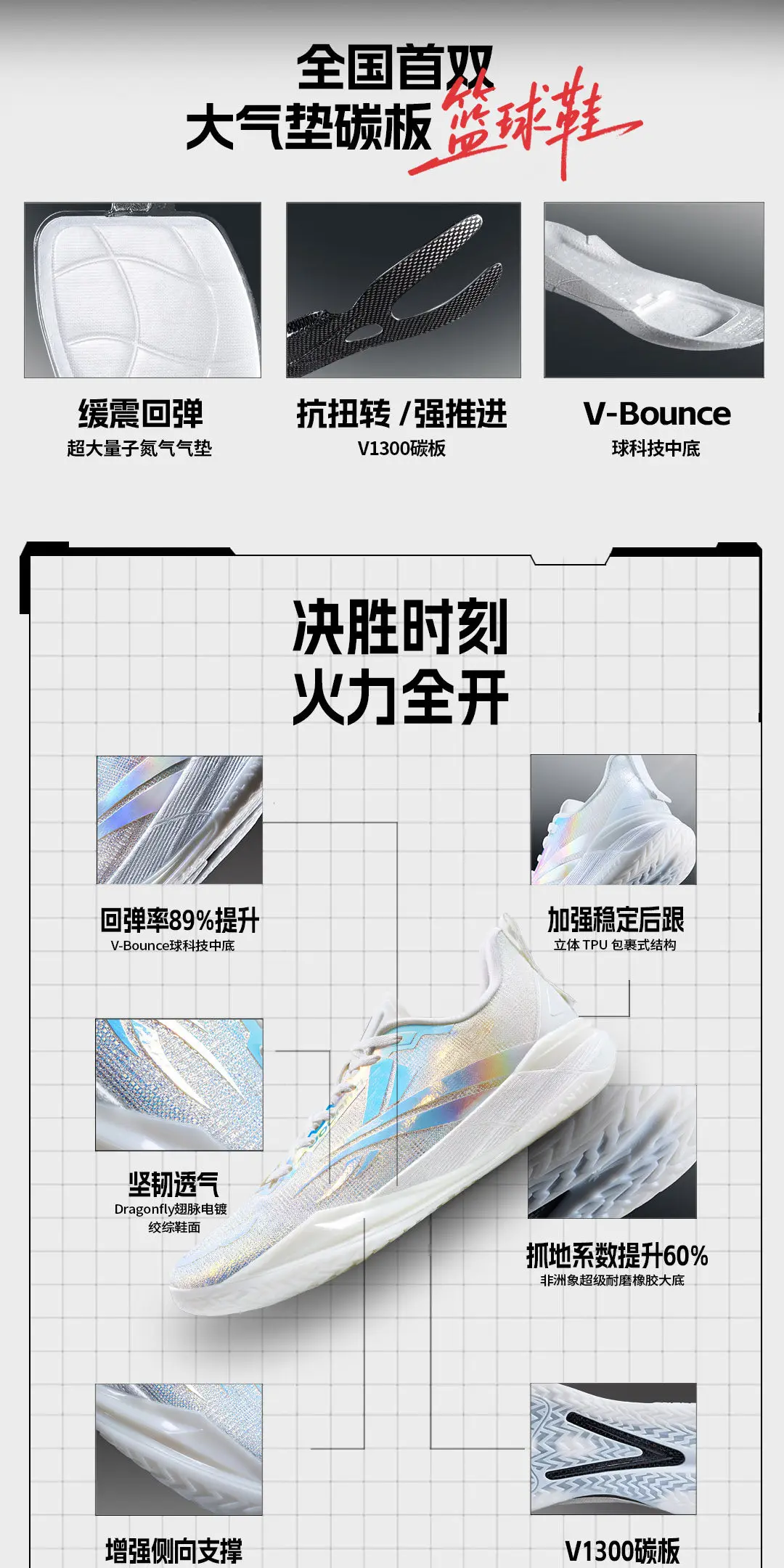 VOLANTI 911 Rocket Air Cushion Carbon Plate Basketball Shoes for Physical Examination Shock Absorbent Practical Training Shoes