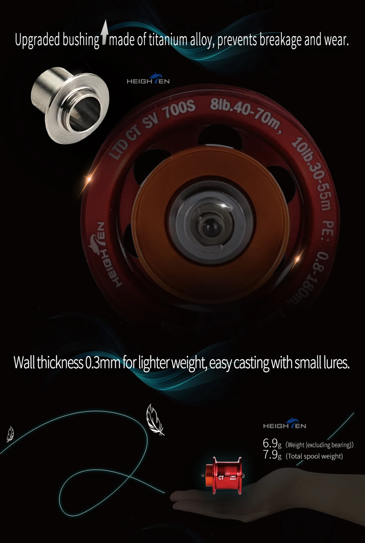 HEIGHTEN Spool For DAIWA STEEZ CT/SV Dual Mode Long Cast Micro Baitcasting Reel Replacement Spool