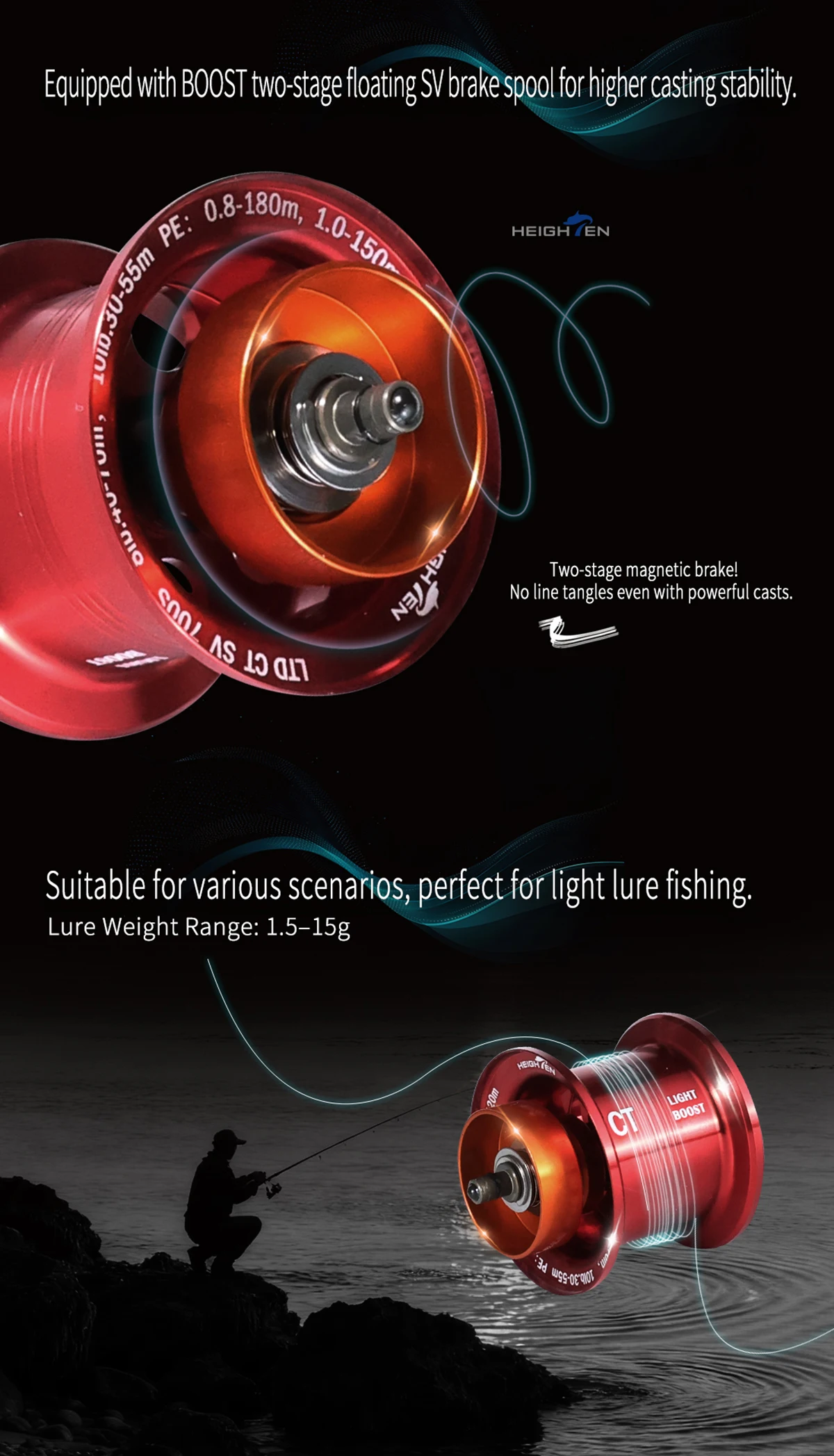 HEIGHTEN Spool For DAIWA STEEZ CT/SV Dual Mode Long Cast Micro Baitcasting Reel Replacement Spool
