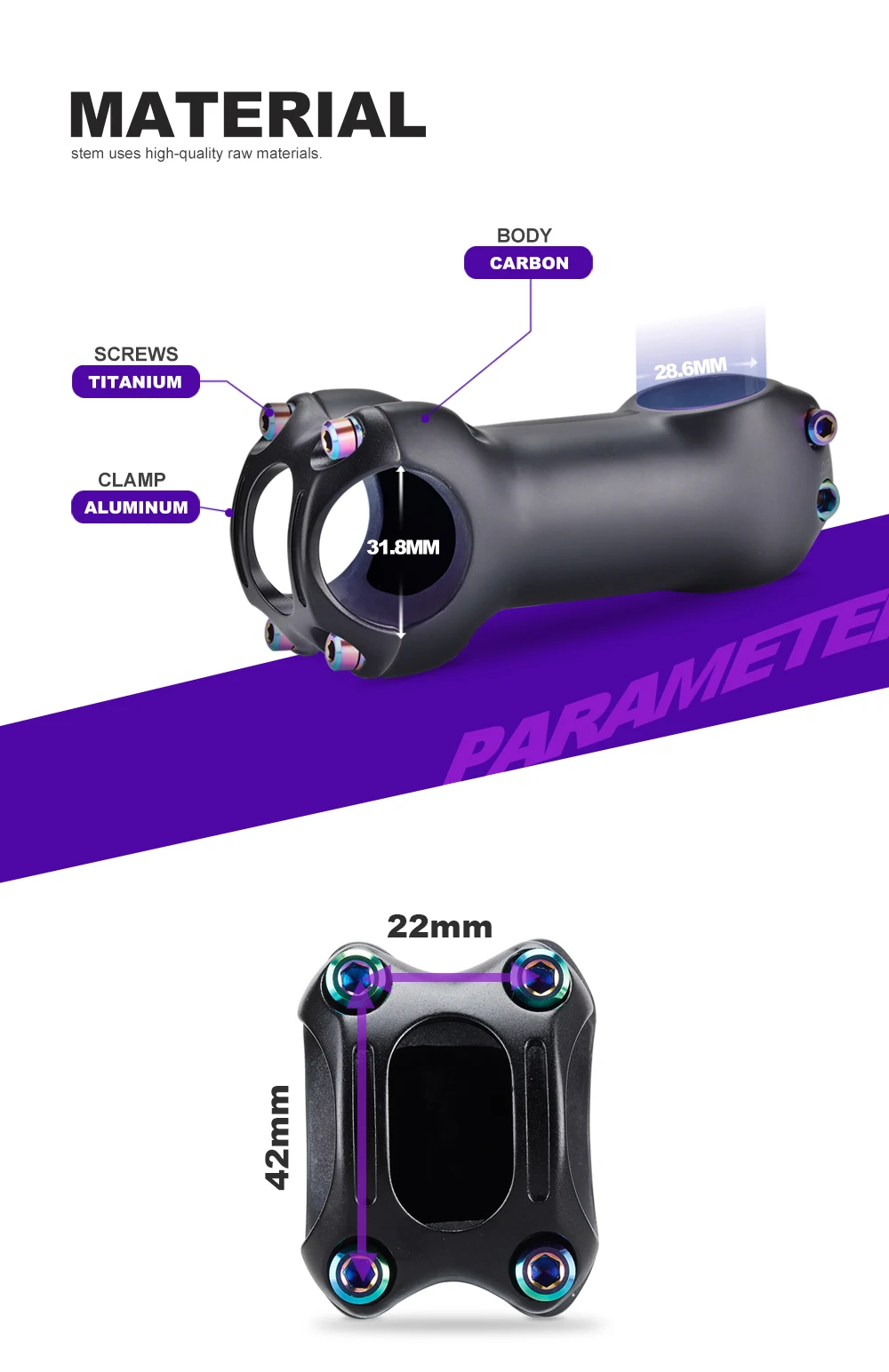 OG-EVKIN BS-004 Pro+ Carbon Fiber Stem 10 Degree 31.8MM Titanium Road Bike Stem Positive and Negative Cycling MTB Bicycle Parts