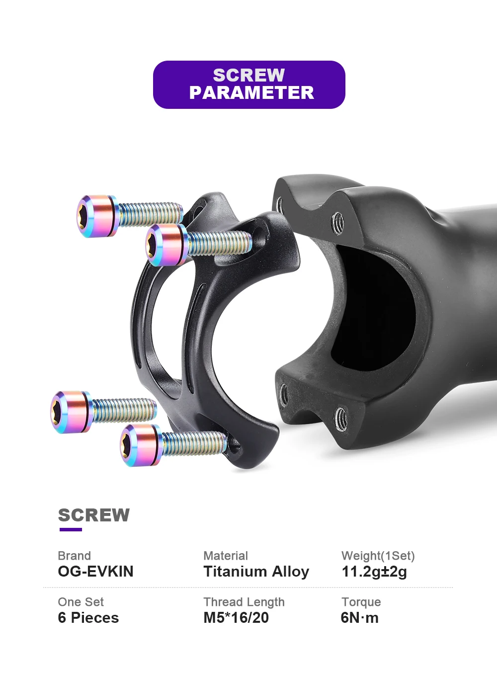 OG-EVKIN BS-004 Pro+ Carbon Fiber Stem 10 Degree 31.8MM Titanium Road Bike Stem Positive and Negative Cycling MTB Bicycle Parts