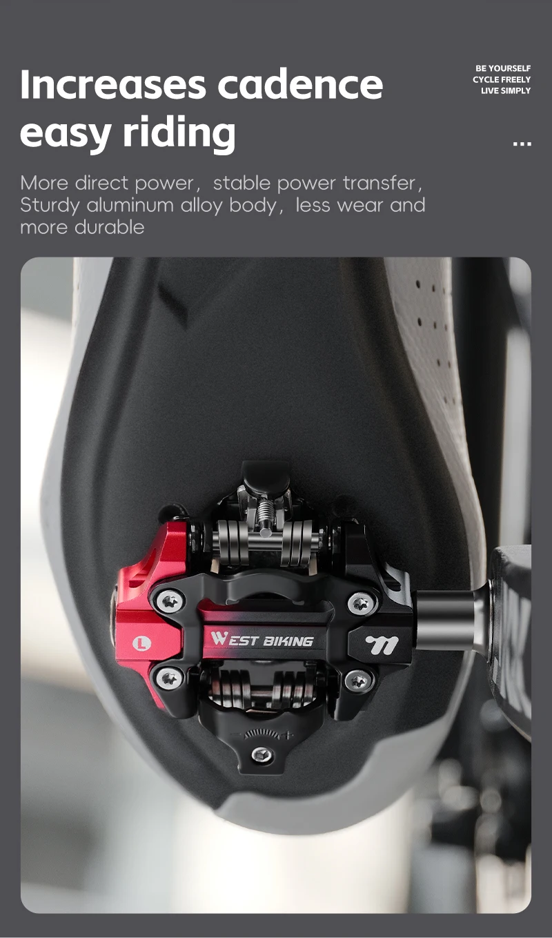 WEST BIKING 3 Bearing Bicycle Lock Pedal Waterproof Aluminum Alloy Clipless Bike Pedals SPD System Professional Cycling Pedal