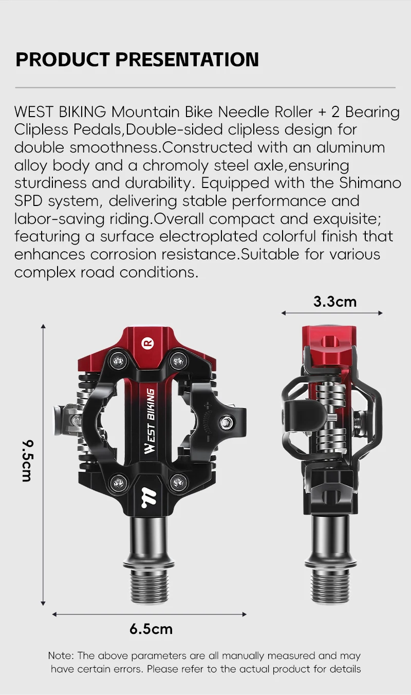 WEST BIKING 3 Bearing Bicycle Lock Pedal Waterproof Aluminum Alloy Clipless Bike Pedals SPD System Professional Cycling Pedal