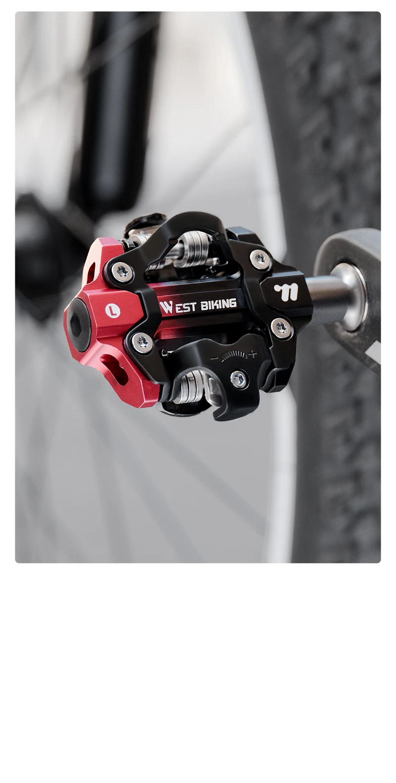 WEST BIKING 3 Bearing Bicycle Lock Pedal Waterproof Aluminum Alloy Clipless Bike Pedals SPD System Professional Cycling Pedal