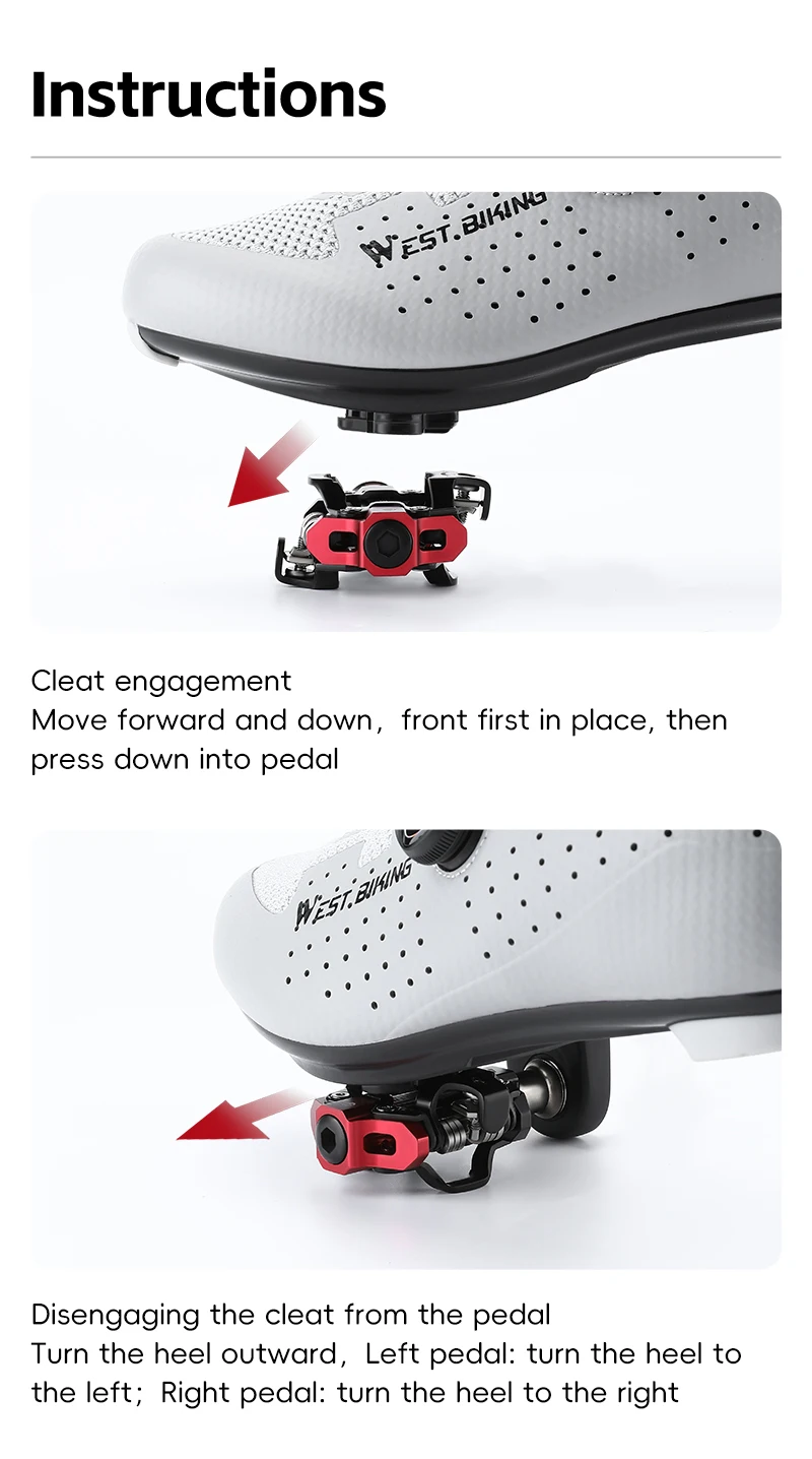 WEST BIKING 3 Bearing Bicycle Lock Pedal Waterproof Aluminum Alloy Clipless Bike Pedals SPD System Professional Cycling Pedal