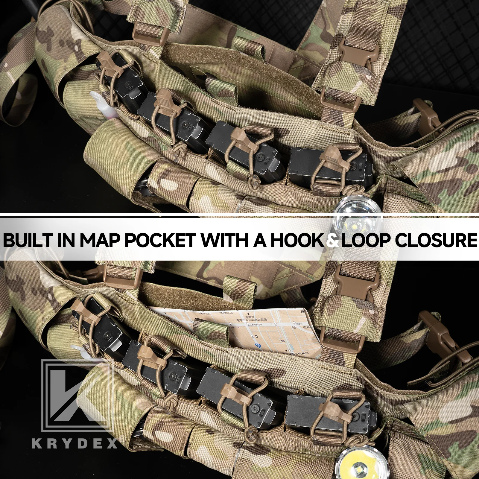 KRYDEX 500D Tactical Chest Rig UW Gen IV Low Profile Rigs Carrier With GP Pouch Multifunction Pockets H Harness