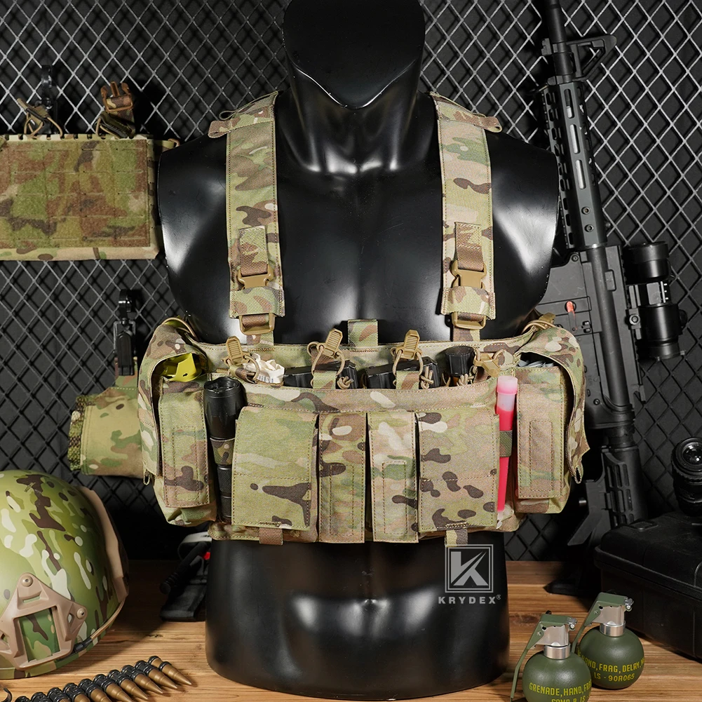 KRYDEX 500D Tactical Chest Rig UW Gen IV Low Profile Rigs Carrier With GP Pouch Multifunction Pockets H Harness
