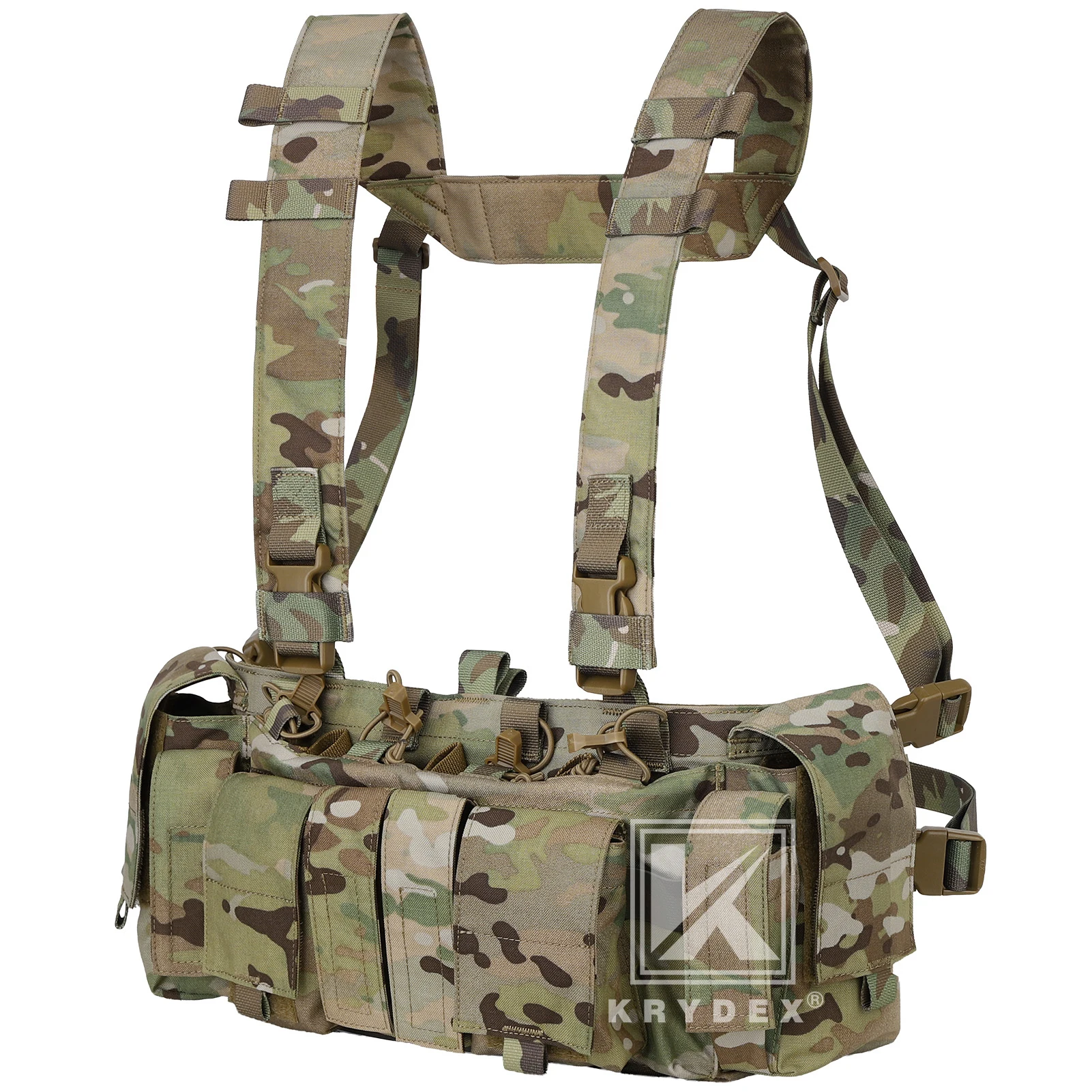 KRYDEX 500D Tactical Chest Rig UW Gen IV Low Profile Rigs Carrier With GP Pouch Multifunction Pockets H Harness