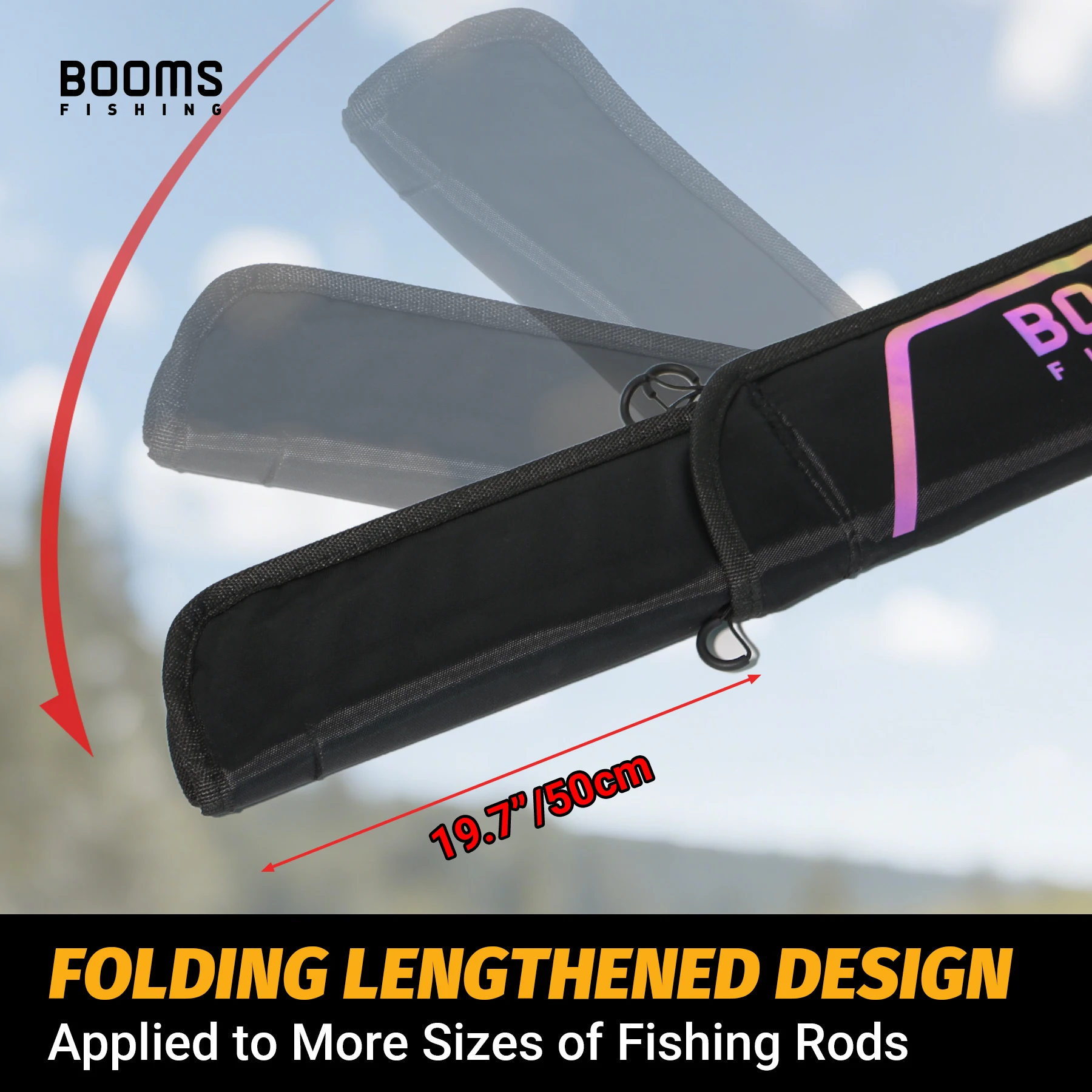 Booms Fishing 195cm Extended Design Fishing Rod and Reel Case Portable Folded 50cm Fishing Poles Case Fishing Spinning Bag