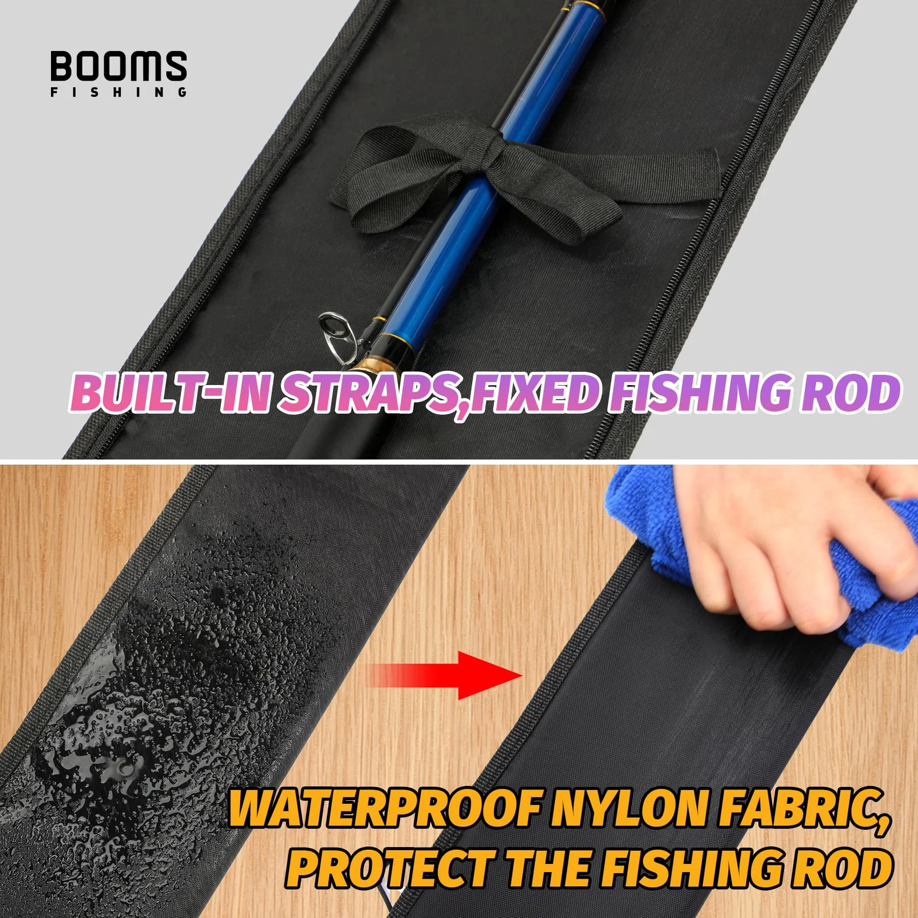 Booms Fishing 195cm Extended Design Fishing Rod and Reel Case Portable Folded 50cm Fishing Poles Case Fishing Spinning Bag