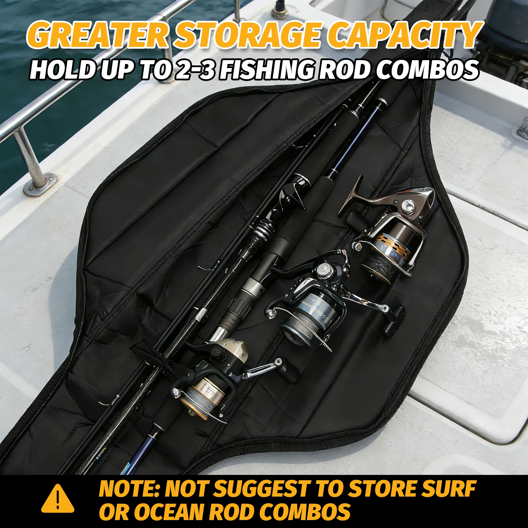 Booms Fishing 195cm Extended Design Fishing Rod and Reel Case Portable Folded 50cm Fishing Poles Case Fishing Spinning Bag