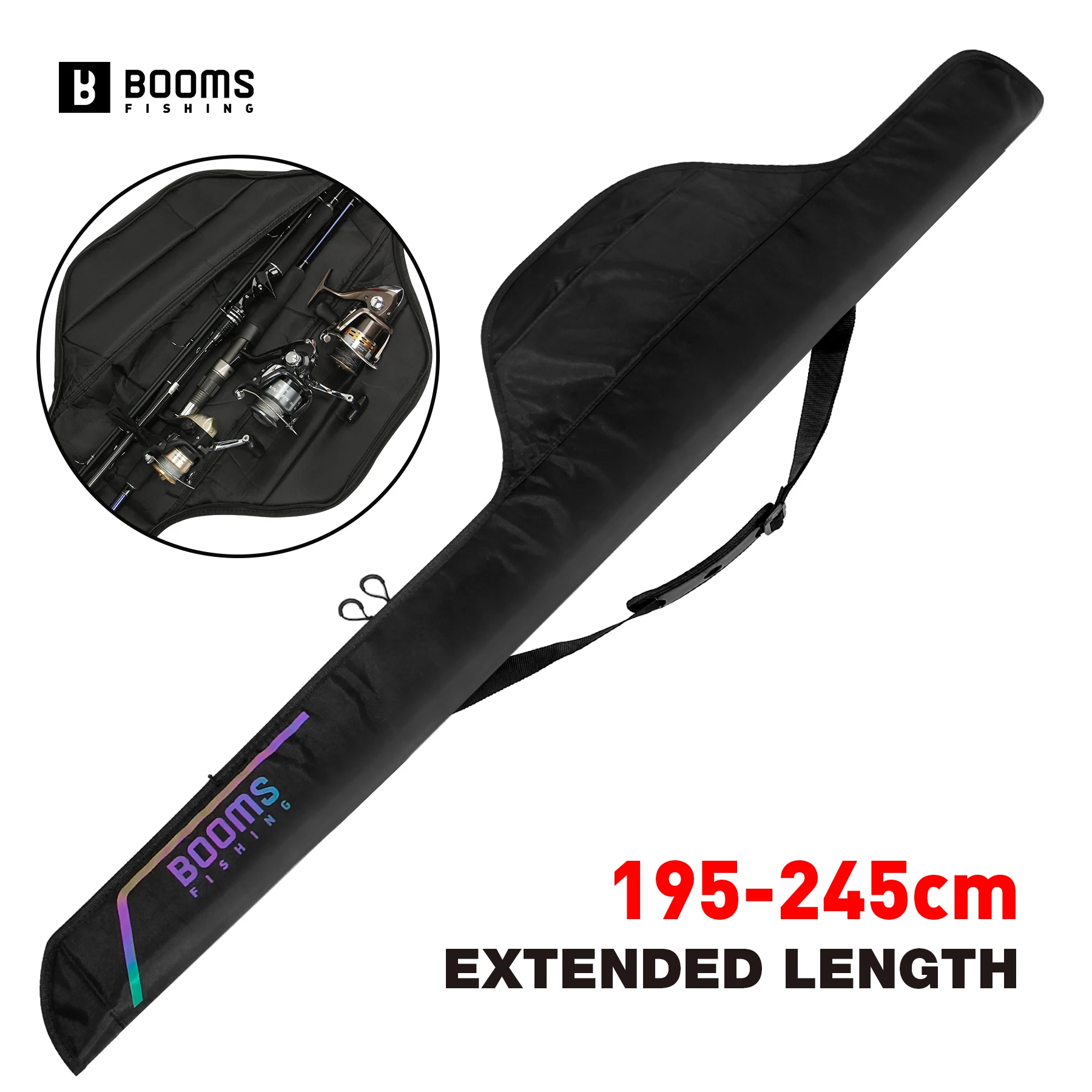 Booms Fishing 195cm Extended Design Fishing Rod and Reel Case Portable Folded 50cm Fishing Poles Case Fishing Spinning Bag