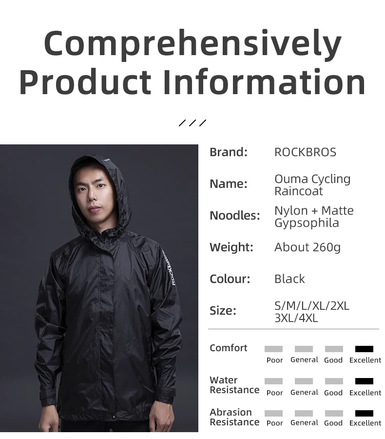 ROCKBROS Waterproof Cycling Rain Coat Men Breathable Windproof Reflective Hooded Raincoat Outdoor Sport Windbreaker Jacket