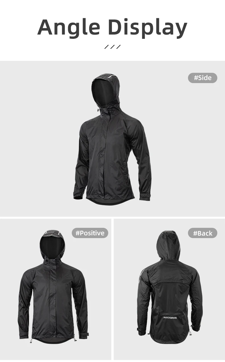ROCKBROS Waterproof Cycling Rain Coat Men Breathable Windproof Reflective Hooded Raincoat Outdoor Sport Windbreaker Jacket
